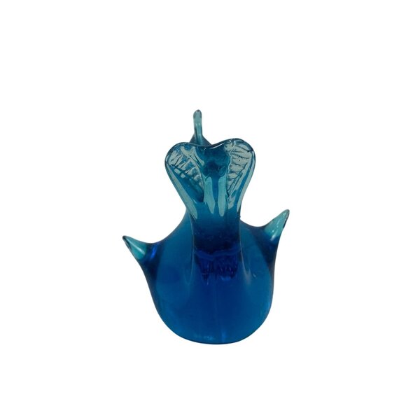 Hand-Blown Blue Art Glass Bird Figurine Decorative Ornament Handmade Collectible - Picture 4 of 5
